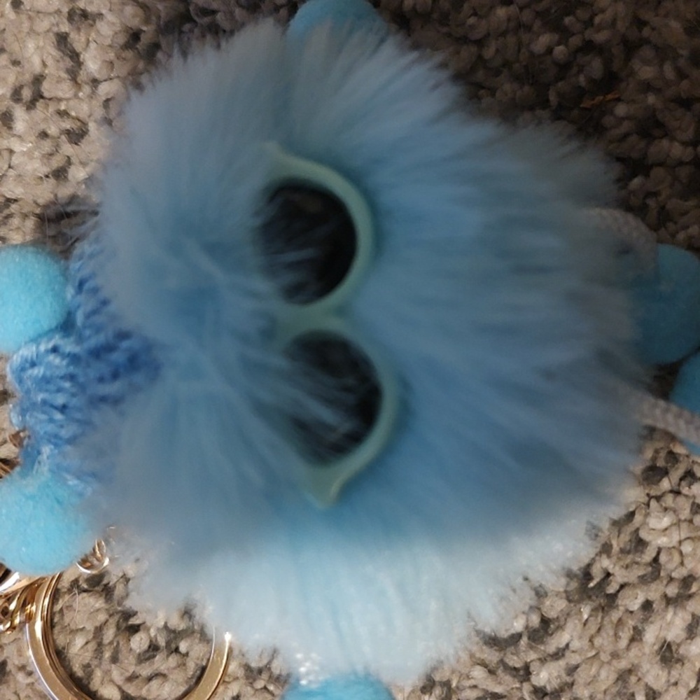 Cute Fluffy Keychain with Gold Accents - Picture 2 of 2